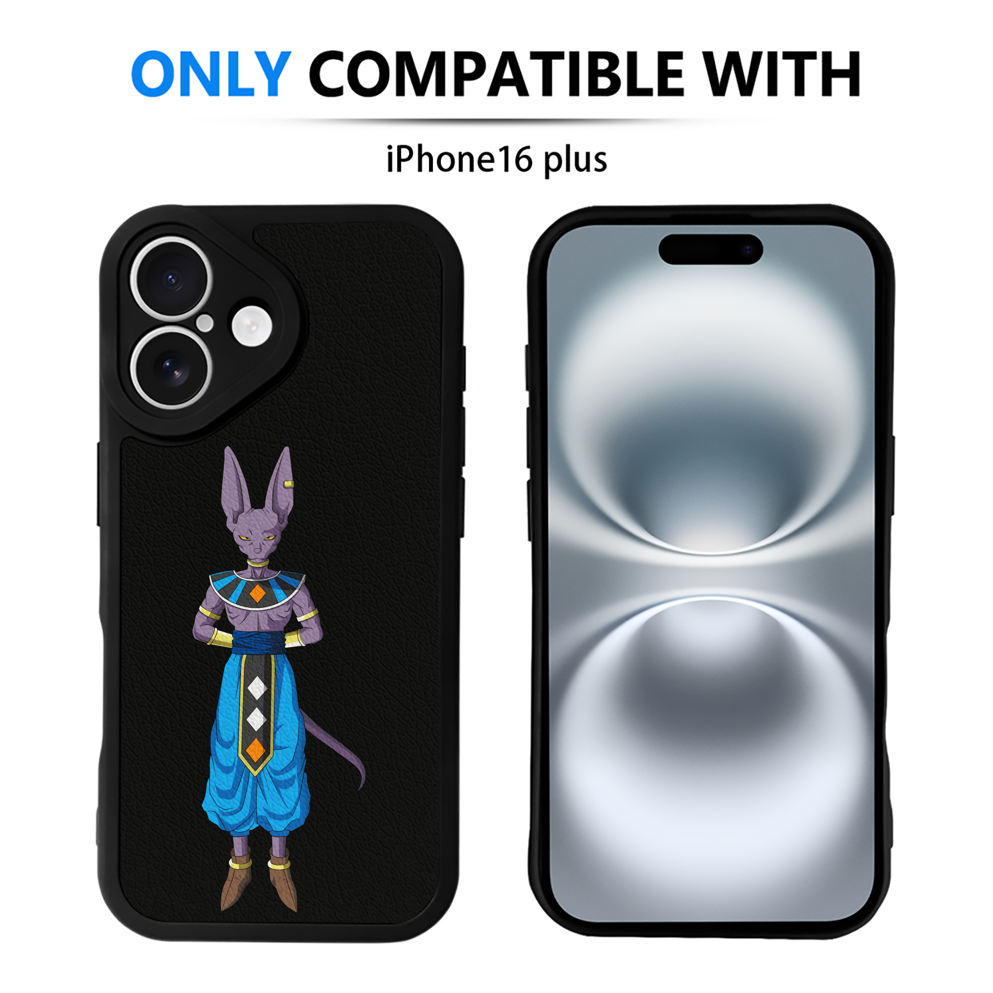 （画像用） ドラゴンボール ビルス 破壊神ビルス DRAGON BALL Beerus Birusu 【iPhone 16シリーズ対応】シリコンスマホケース（レザー調） 材質：シリコン